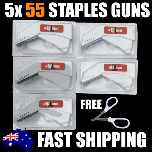 5x Staple Gun 55 Staples + Remover