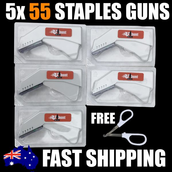 5x Staple Gun 55 Staples + Remover