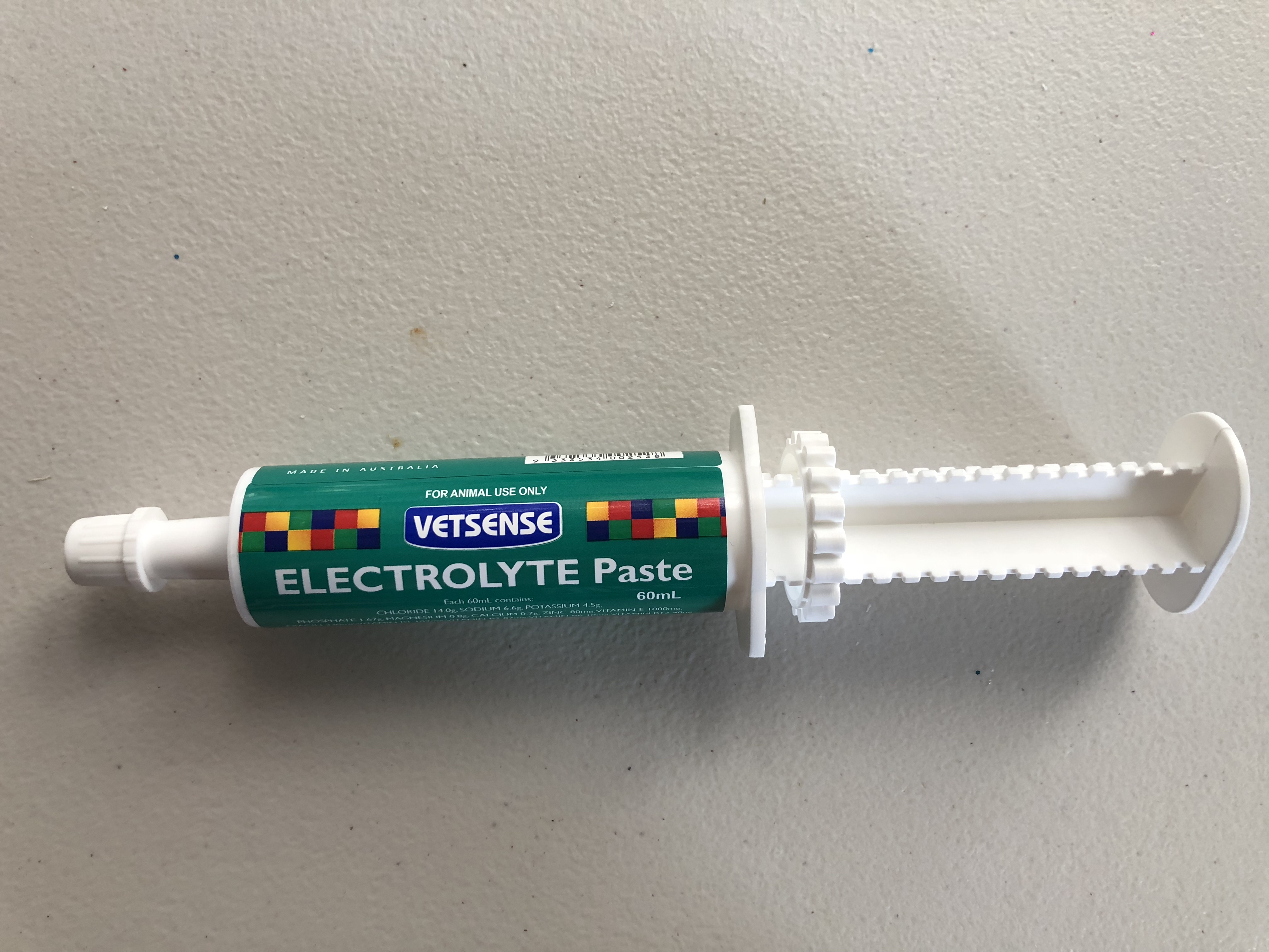 VETSENSE ELECTROLYTE PASTE 60ML Syringe BRISTLE UP