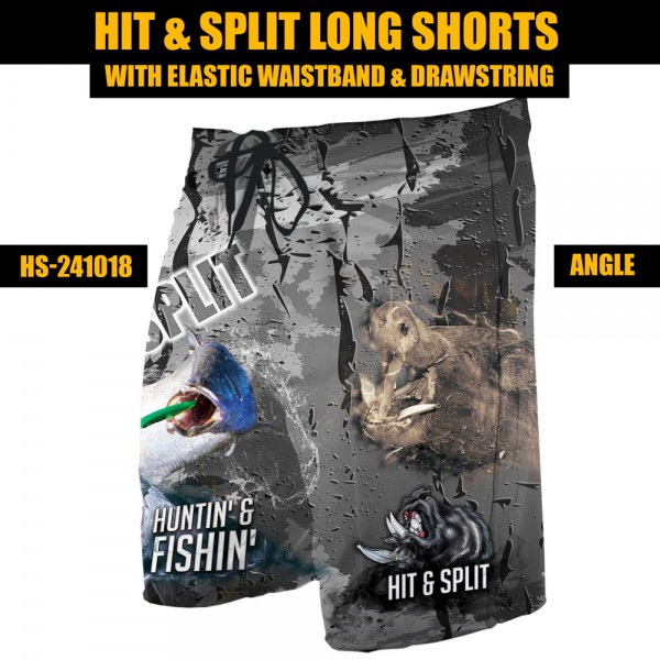 HIT & SPLIT LONG SHORTS  - ELASTIC WAISTBAND - Image 3