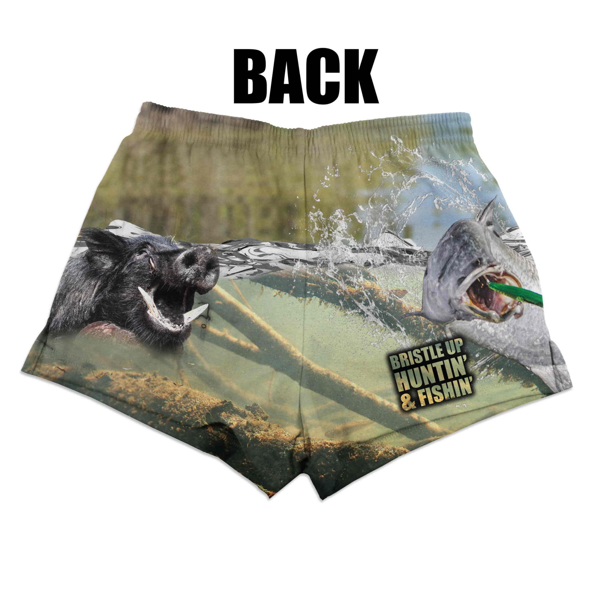 KIDS FOOTY SHORTS HUNTIN & FISHIN 001 BRISTLE UP