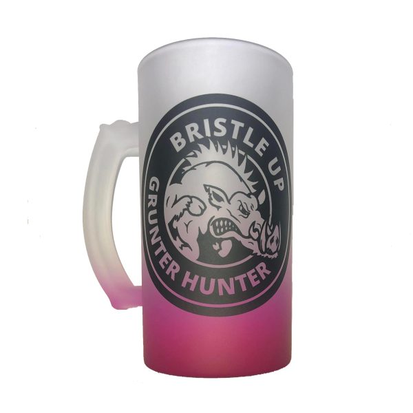 Pink Frosty Bristle Up 16oz Glass