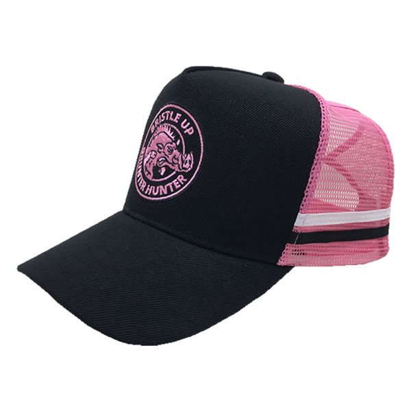 Alternative view of Black/Pink Bristle Up Pony Tail Trucker Cap #006