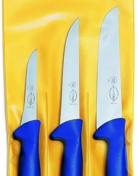 3-Piece Blue Butchers Chefs Knife Set Pouch Ergogrip Germany | 8255300 F. Dick