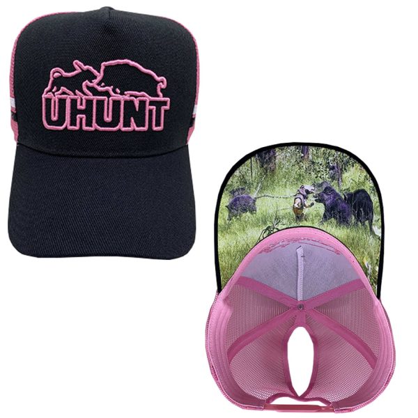 Pink/Black Uhunt Trucker Cap #010
