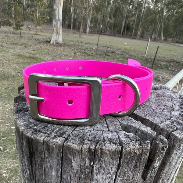 Alternative view of Collar with Tag - Pink PVC - Aussie Tough