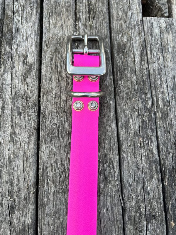 Collar with Tag - Pink PVC - Aussie Tough - Image 4