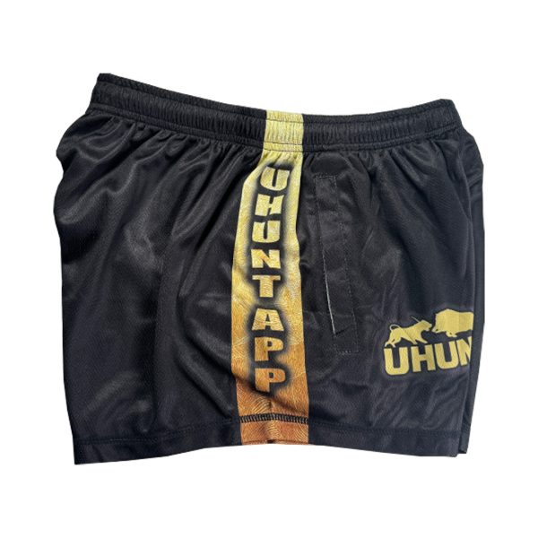 Black & Gold Footy Shorts - Kids & Adults #007 - Image 6