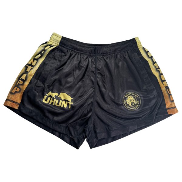Black & Gold Footy Shorts - Kids & Adults #007