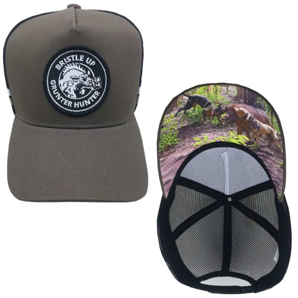 Grey Bristle Up Grunter Hunter Trucker Cap #002
