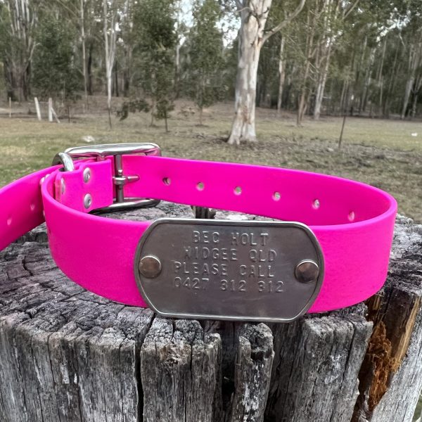 Collar with Tag - Pink PVC - Aussie Tough