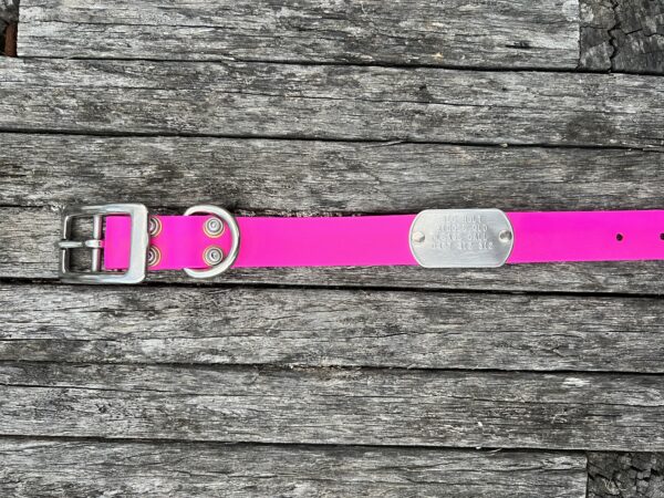Collar with Tag - Pink PVC - Aussie Tough - Image 3