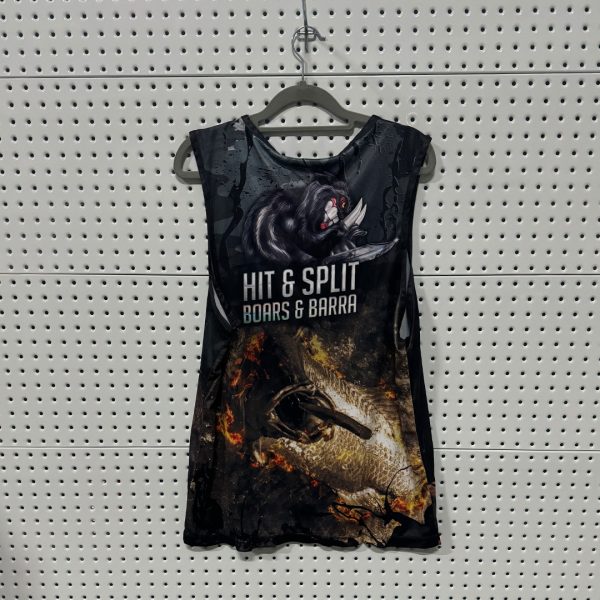 Alternative view of Hit & Split - Boars & Barra Singlet - BU004