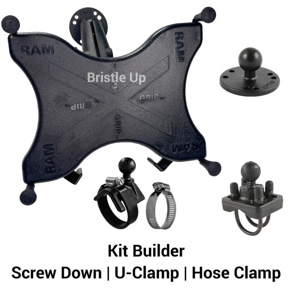 X-Grip Ram Mount Single Arm with Screw Down, U Clamp or Hose Clamp Options