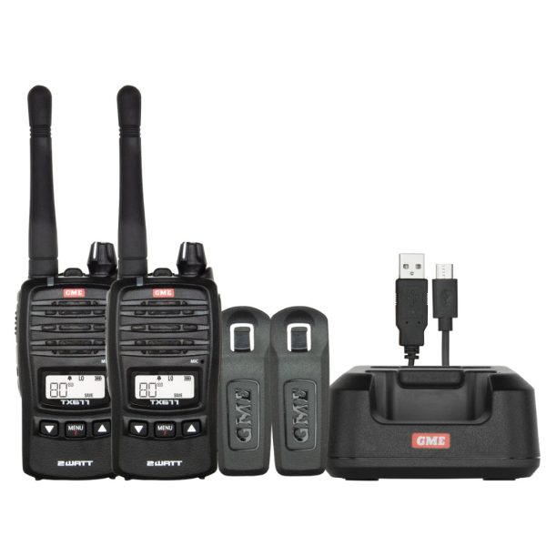 GME TX677TP 2 Watt UHF CB Handheld Radio - Twin Pack