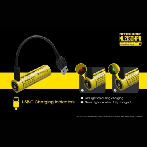 Nitecore NL2150HPR 5000mAh USB-C Rechargeable 21700 Battery, High Performance - Image 4
