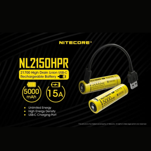 Nitecore NL2150HPR 5000mAh USB-C Rechargeable 21700 Battery, High Performance - Image 2