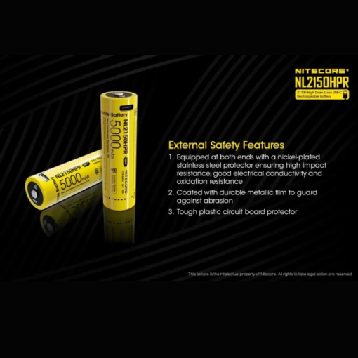 Nitecore NL2150HPR 5000mAh USB-C Rechargeable 21700 Battery, High Performance - Image 8