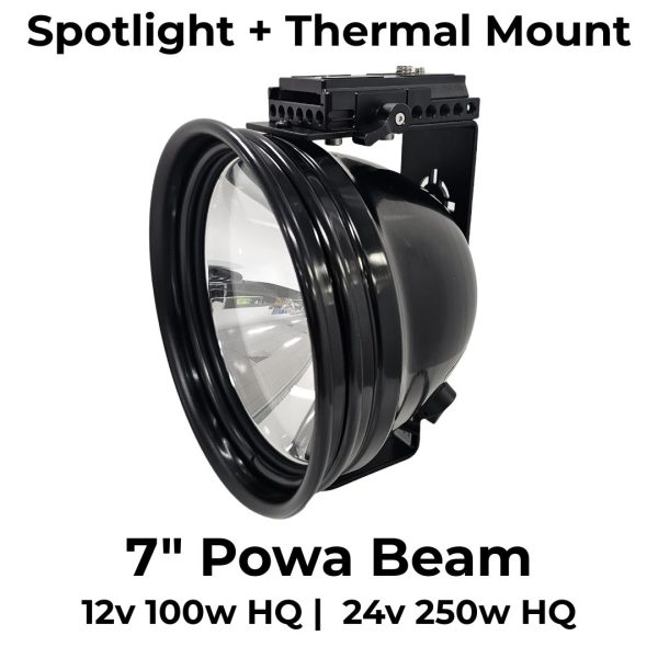 7" Powa Beam Spotlight With Thermal Mount - 12v 100w Halogen HQ | 24v 250w Halogen HQ