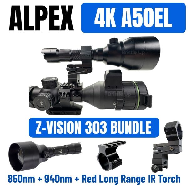 Hikmicro Alpex 4K A50EL Z-Vision NV 303 Bundle + IR Torch + Torch Mount  - Night Vision Scope