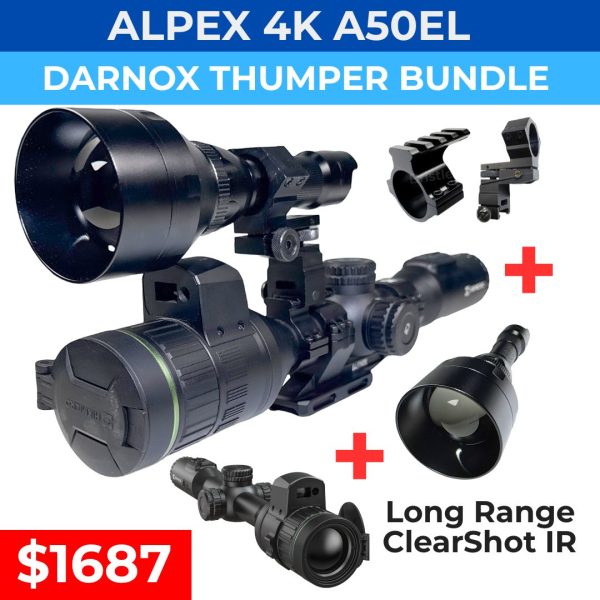 Hikmicro Alpex 4K A50EL Thumper Bundle + IR Torch + Torch Mount  - Night Vision Scope