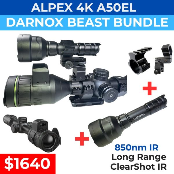 Hikmicro Alpex 4K A50EL BEAST Bundle + IR Torch + Torch Mount  - Night Vision Scope