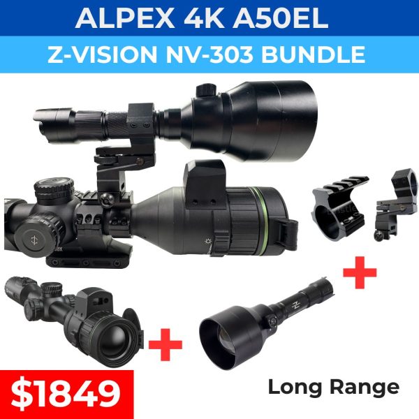 Hikmicro Alpex 4K A50EL Z-Vision NV 303 Bundle + IR Torch + Torch Mount  - Night Vision Scope