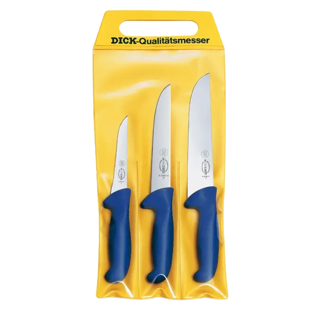 F.Dick ErgoGrip Knife Set, 3pcs, Blue - FD-82553-00-0