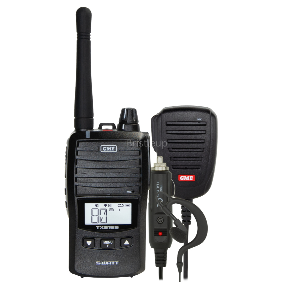 GME TX6165 - 5/1 Watt UHF CB Handheld Radio including Accessories