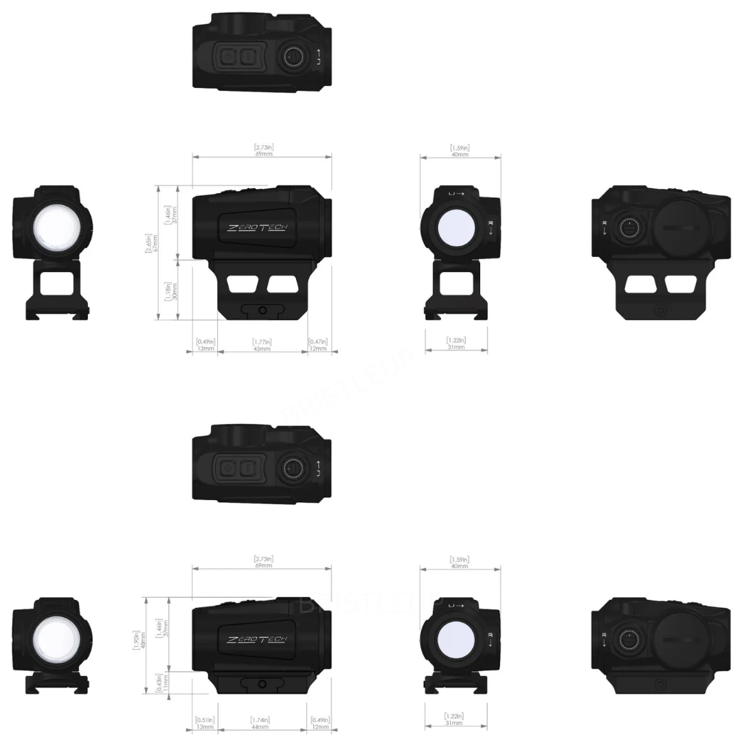 Zerotech Thrive HD Digital Red Dot 1x22 Digital 2 MOA HIGH & LOW MOUNT - Image 6