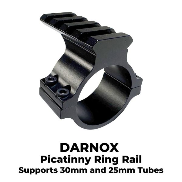 Darnox Picatinny Ring Rail - Supports 25mm and 30mm Tubes for torches, scopes and lasers - Pic to Ring Rail