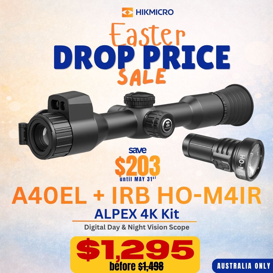 Hikmicro Alpex 4K Lite A40EL Day & Night Vision + Huntsman Optics IRB HO-M4IR | Easter Sale Drop Price
