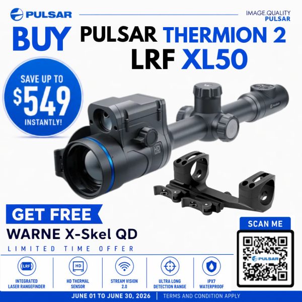 Pulsar Thermion 2 LRF XL50 - Thermal Scope | FREE Warne X-Skel QD Mount