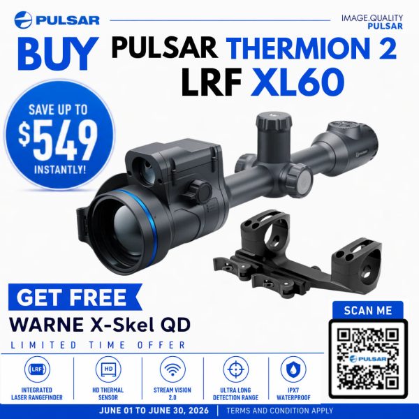 Pulsar Thermion 2 LRF XL60 - Thermal Scope | FREE Warne X-Skel QD Mount