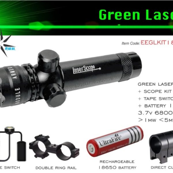 Green Laser + Scope Kit + 18650 Battery - EEGLKIT18650