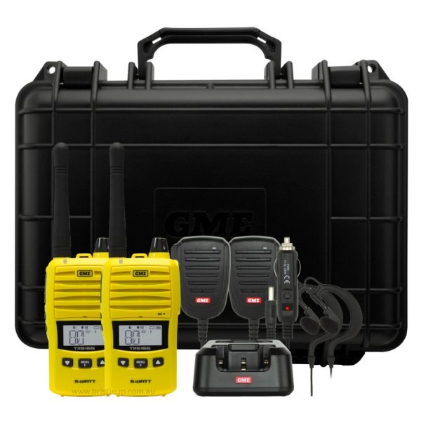 GME TX6165OTP 5/1 Watt UHF CB Handheld Radio | Twin Pack Yellow