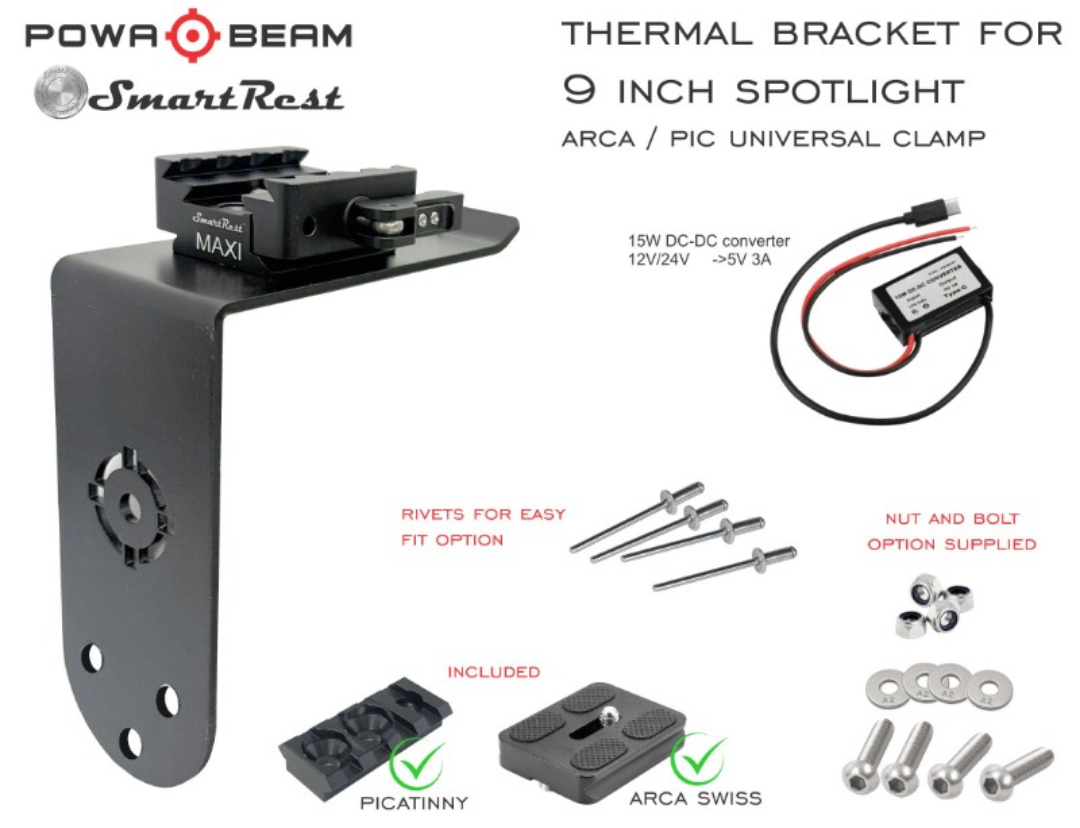 Powa Beam 9" Thermal Mount Bracket Arca and Pic Uni clamp - PN896-9UNI