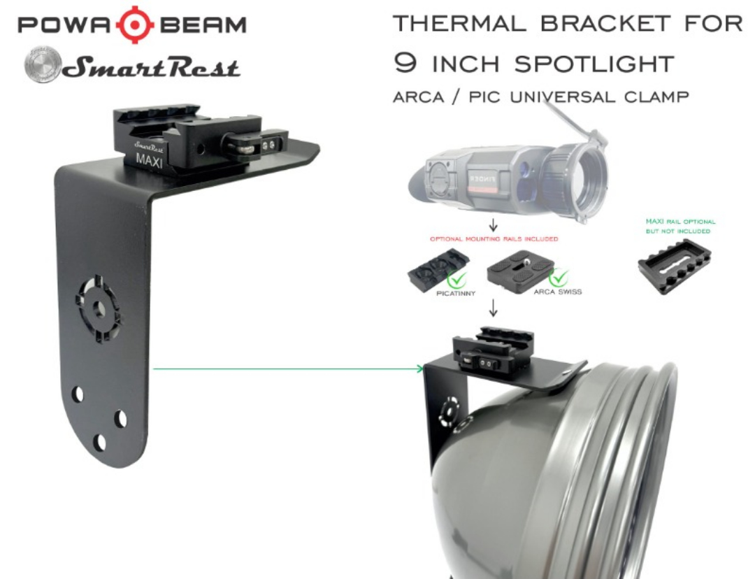 Powa Beam 9" Thermal Mount Bracket Arca and Pic Uni clamp - PN896-9UNI - Image 5