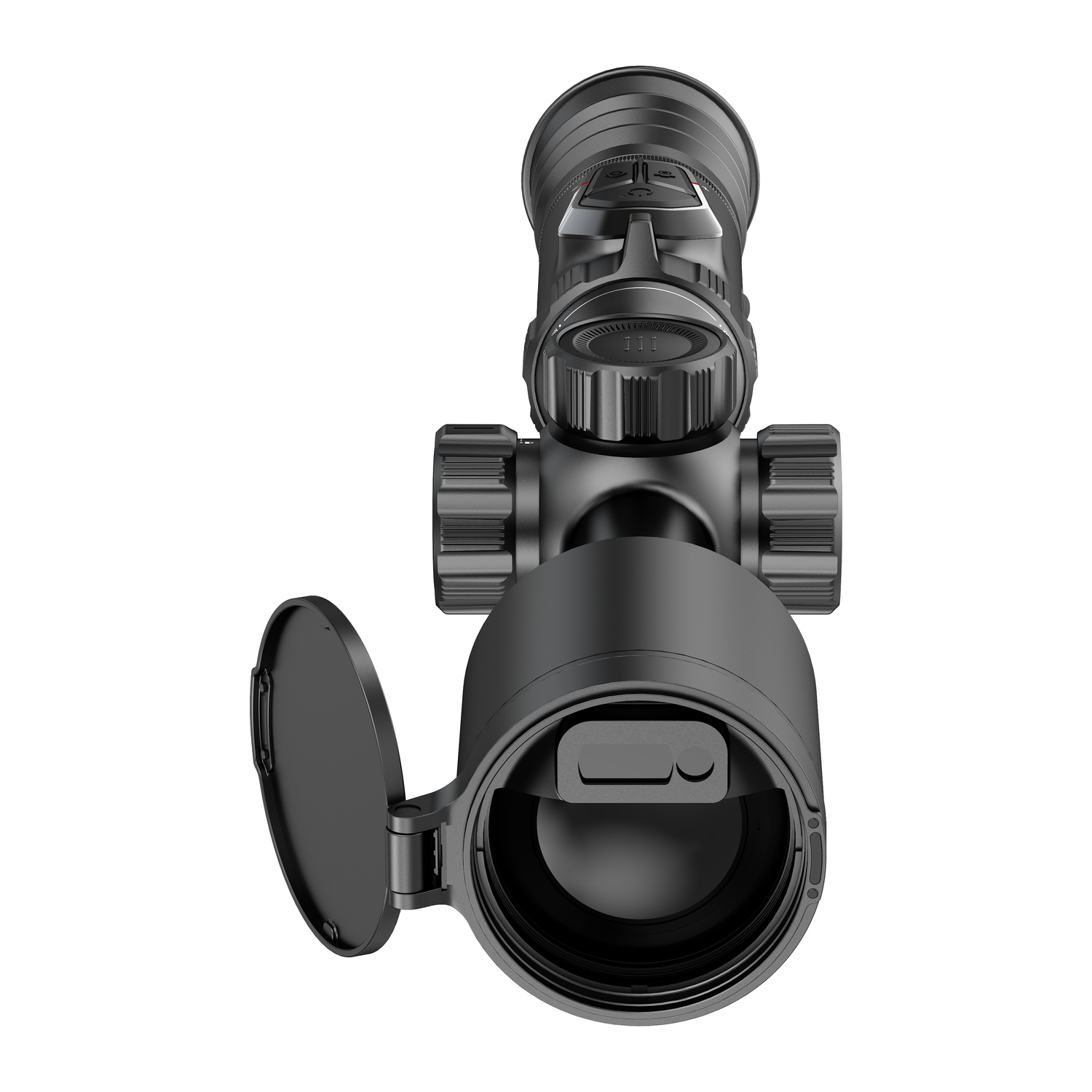 Hikmicro Stellar SQ50L 4.0 thermal scope, top view with lens cover open