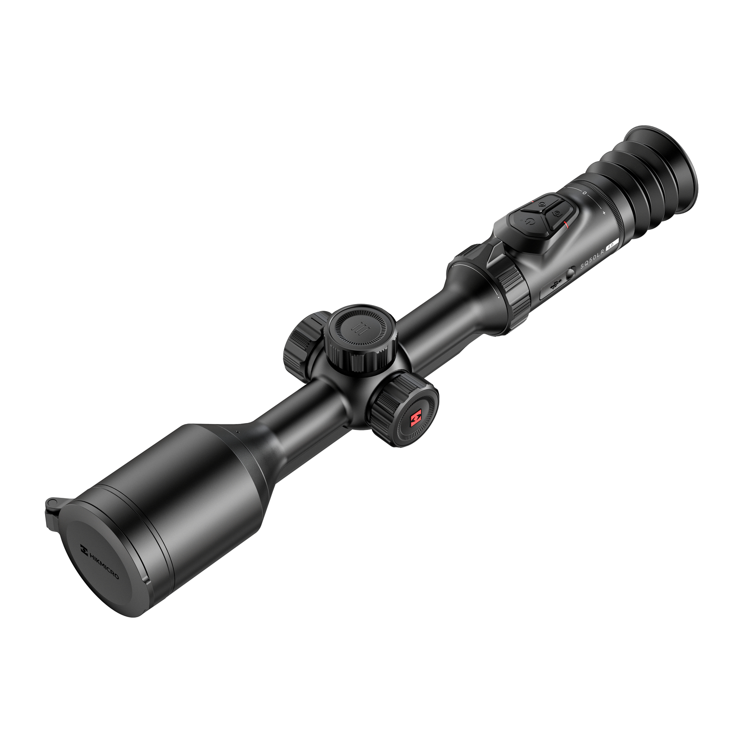 Hikmicro Stellar SQ50LR 4.0 thermal scope, angled front view