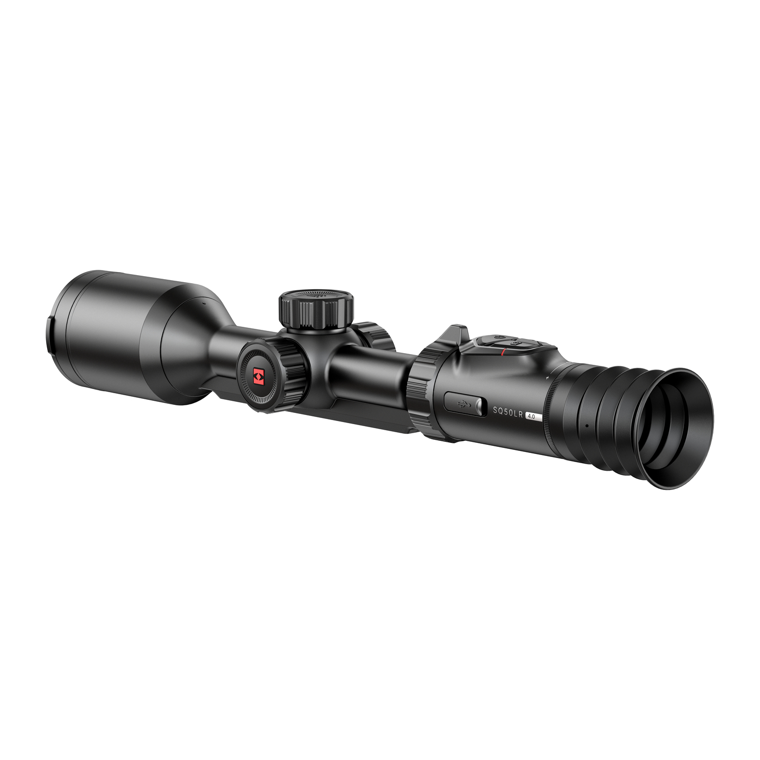 Hikmicro Stellar SQ50LR 4.0 thermal scope, opposite side three-quarter view