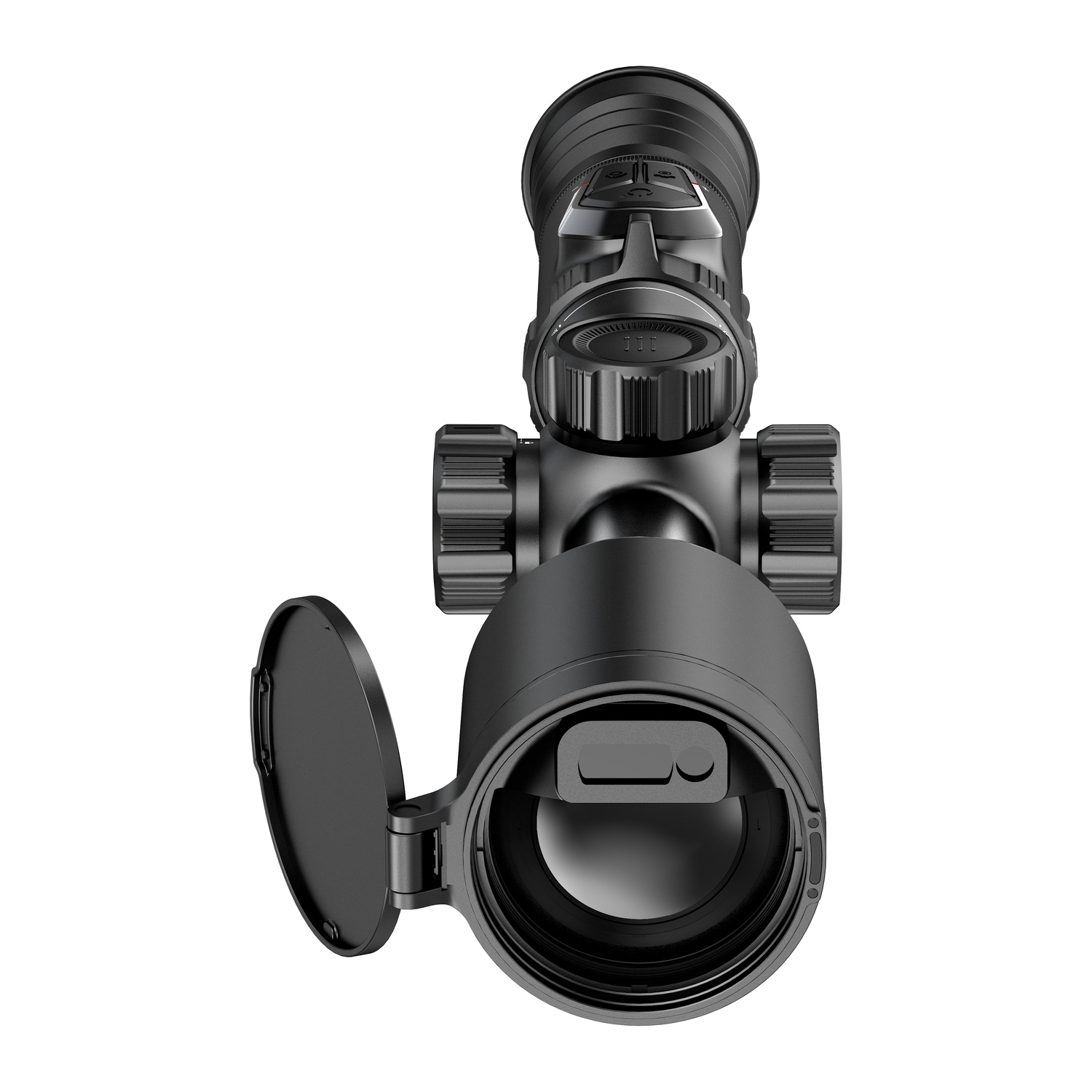 Hikmicro Stellar SQ50LR 4.0 thermal scope, top view with lens cover open