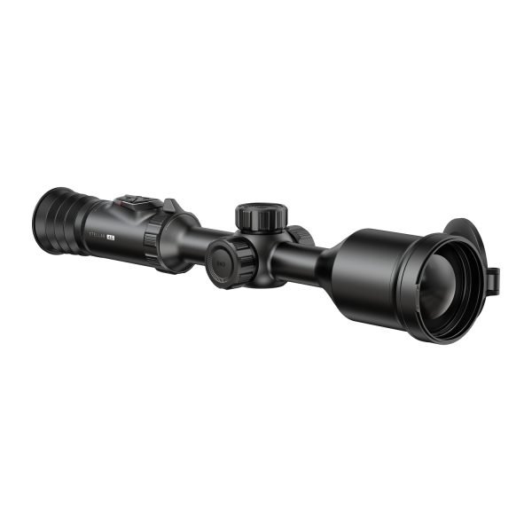 Hikmicro Stellar SX75L 4.0 thermal scope, rear three-quarter view with lens cover