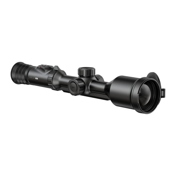 Hikmicro Stellar SX75LR 4.0 thermal scope, rear three-quarter view with lens cover